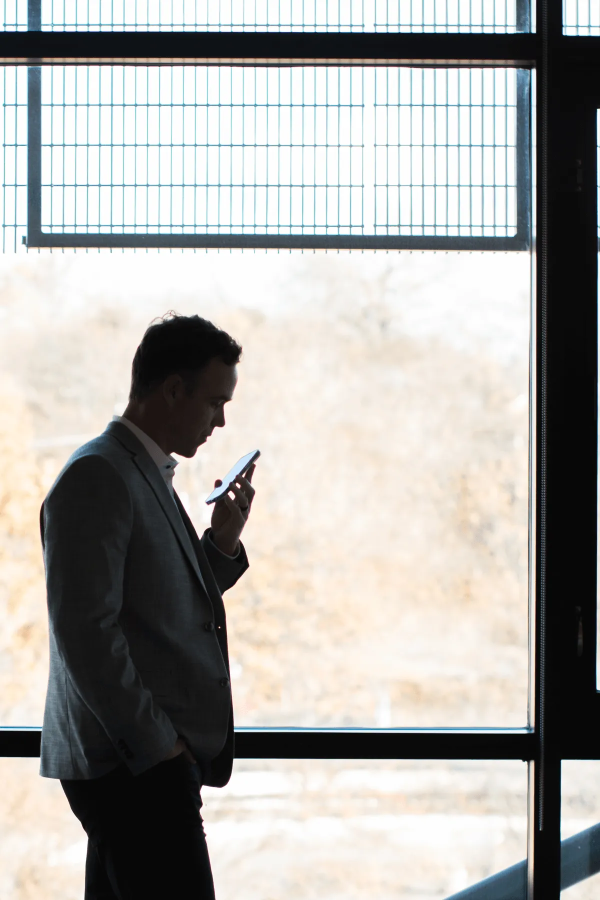 man on speaker phone
